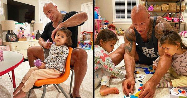 Just Pics That Prove Dwayne ‘The Rock’ Johnson Is A Softie At Heart When It Comes To His Daughters