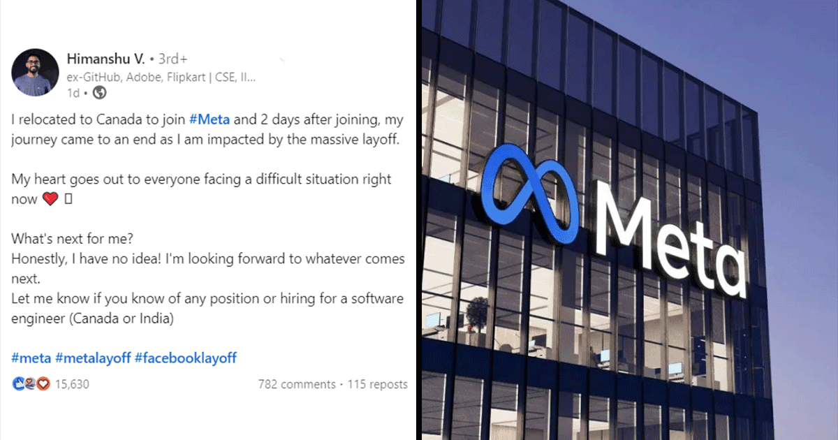 Indian Man Fired From Meta Two Days After Joining & Relocating To Canada For The Job