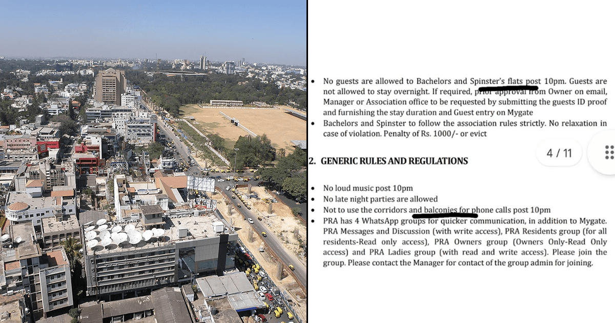 No Guests After 10 Or ₹1000 Fine: Odd Rules For Bachelors In A Bengaluru Society Angers People