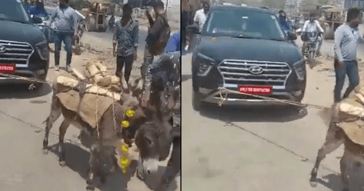 Upset With Frequent Glitches, A Man Dragged His ₹18 Lakh Car With Donkeys