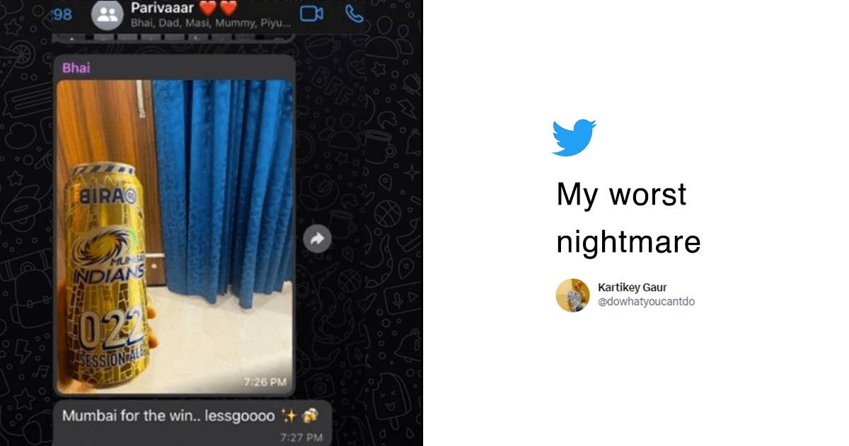 Unable To Hold Excitement For MI, Guy Mistakenly Shares A Beer Pic On Family WhatsApp Group. Oops!